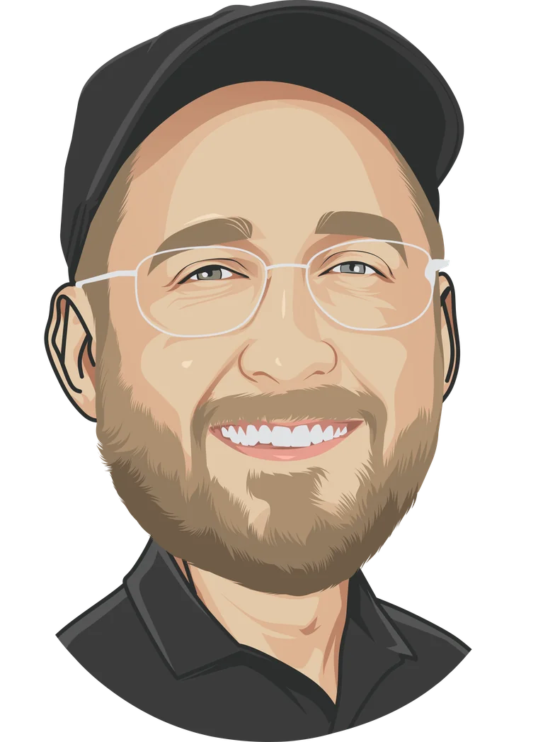 Cartoon portrait of Johnny Lasater, CEO of JLS Trading Co