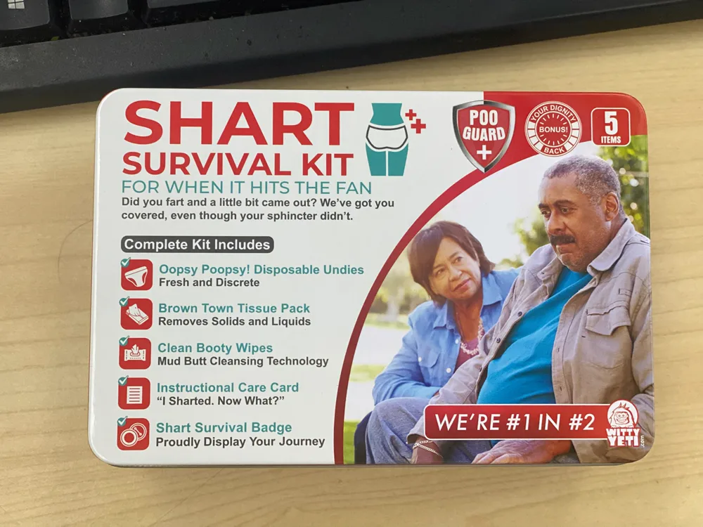 Shart Survival Kit product tin: for when it hits the fan
