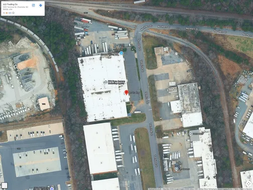 Satellite view of the JLS Trading warehouse at 5301 Terminal St, Charlotte, NC